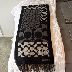 Coach Black and Gray Logo Scarf